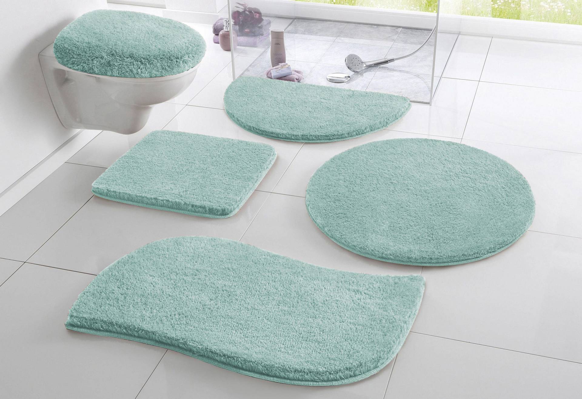 my home Badematte »Merida, Badvorleger, Badezimmer Teppich«, rutschhemmend beschichtet, fussbodenheizungsgeeignet-schnell trocknend-strapazierfähig, Badteppich, Uni Farben, rechteckig, rund & als 2-tlg. Set erhältlich my home Badematte »Merida, Badvorleger, Badezimmer Teppich«, rutschhemmend beschichtet, fussbodenheizungsgeeignet-schnell trocknend-strapazierfähig, Badteppich, Uni Farben, rechteckig, rund & als 2-tlg. Set erhältlich von My Home