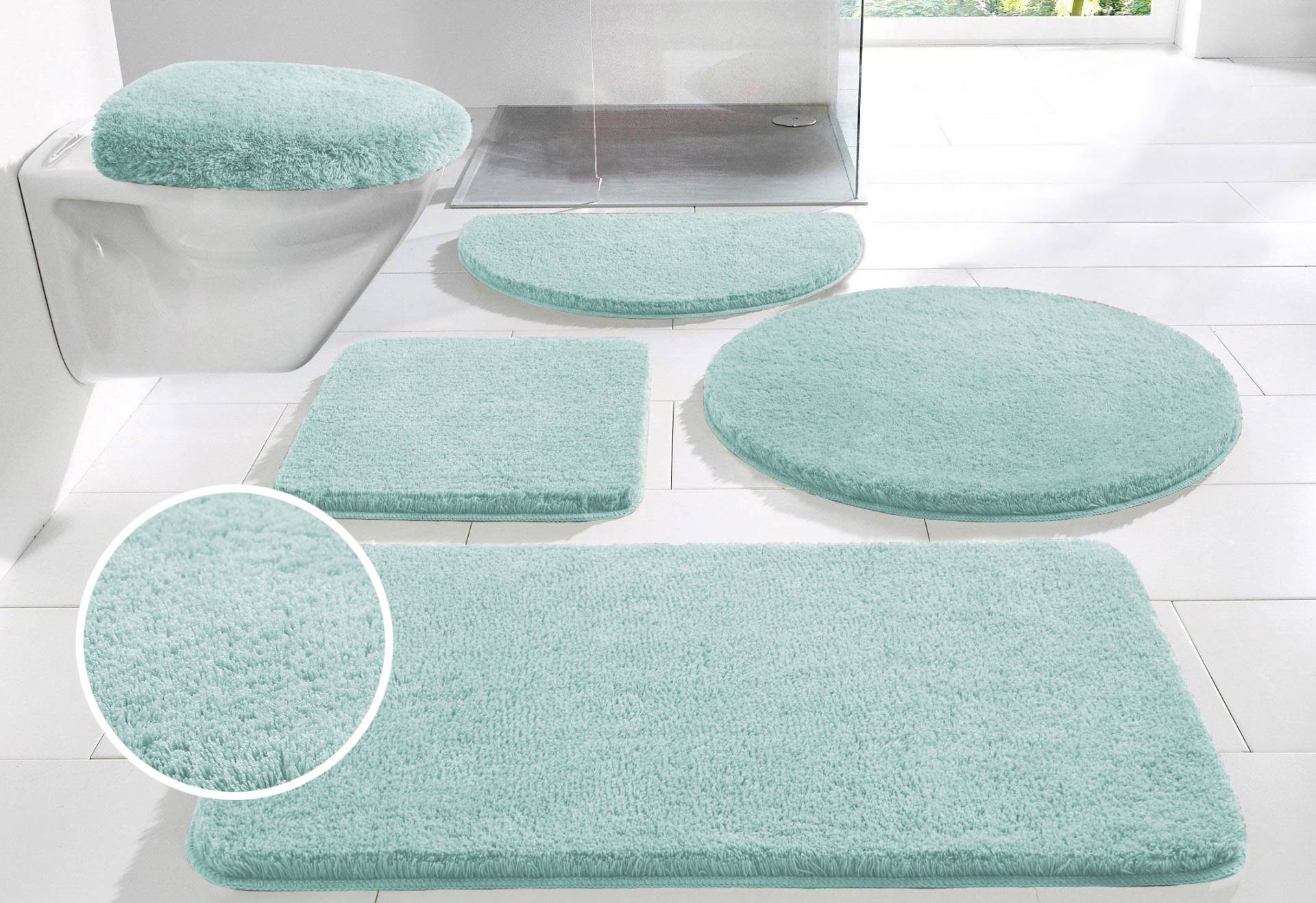my home Badematte »Merida, Badvorleger, Badezimmer Teppich«, rutschhemmend beschichtet, fussbodenheizungsgeeignet-schnell trocknend-strapazierfähig, Badteppich, Uni Farben, rechteckig, rund & als 2-tlg. Set erhältlich my home Badematte »Merida, Badvorleger, Badezimmer Teppich«, rutschhemmend beschichtet, fussbodenheizungsgeeignet-schnell trocknend-strapazierfähig, Badteppich, Uni Farben, rechteckig, rund & als 2-tlg. Set erhältlich von My Home