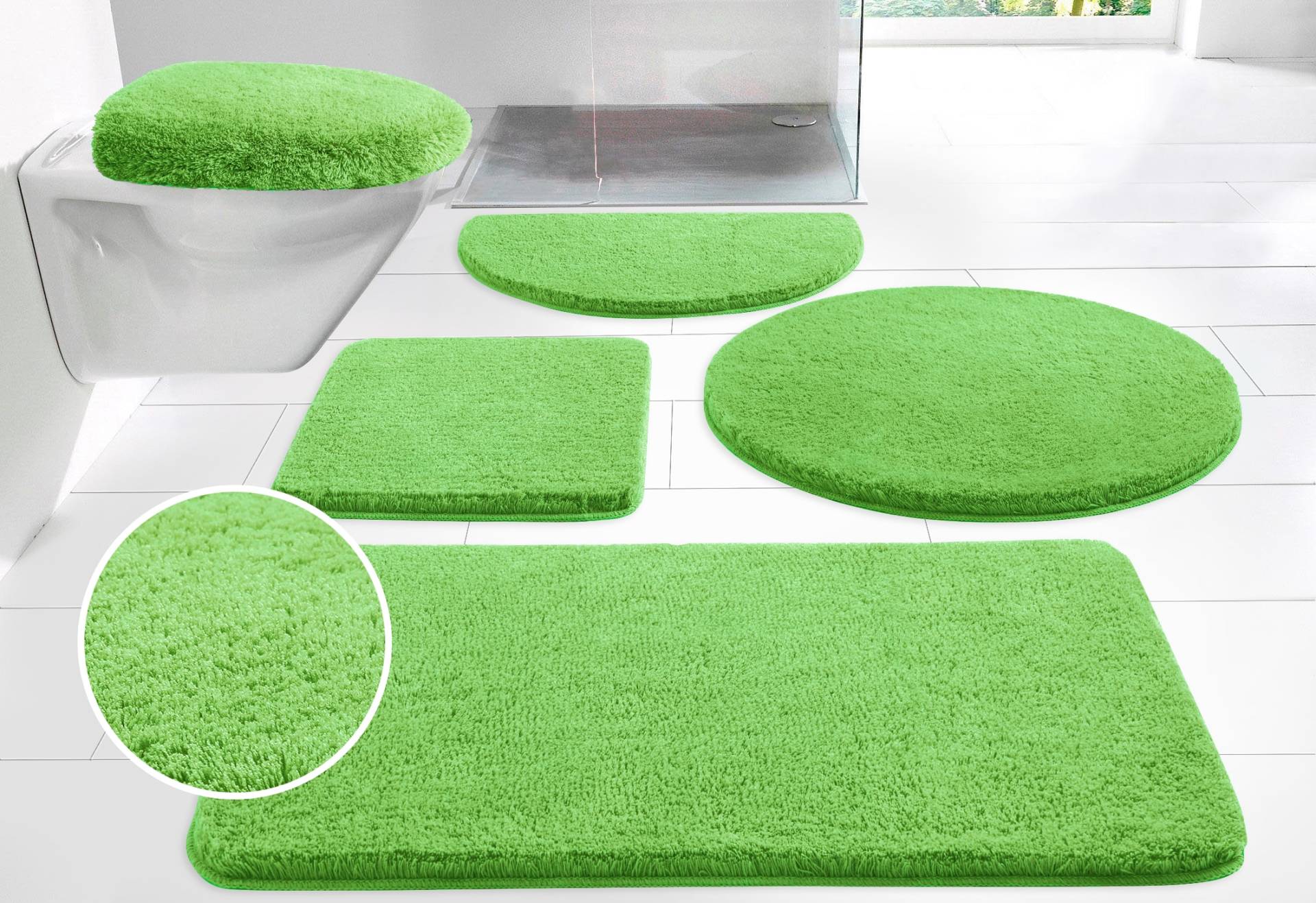 my home Badematte »Merida, Badvorleger, Badezimmer Teppich«, rutschhemmend beschichtet, fussbodenheizungsgeeignet-schnell trocknend-strapazierfähig, Badteppich, Uni Farben, rechteckig, rund & als 2-tlg. Set erhältlich my home Badematte »Merida, Badvorleger, Badezimmer Teppich«, rutschhemmend beschichtet, fussbodenheizungsgeeignet-schnell trocknend-strapazierfähig, Badteppich, Uni Farben, rechteckig, rund & als 2-tlg. Set erhältlich von My Home