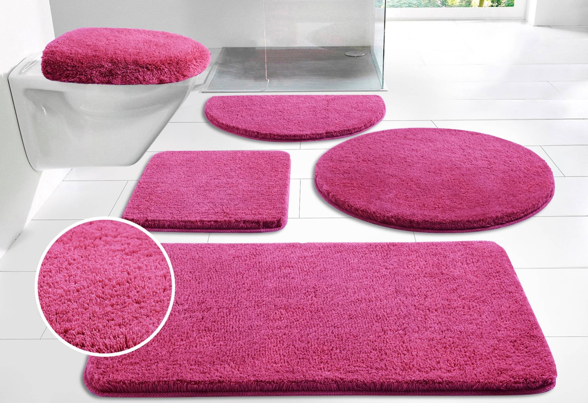 my home Badematte »Merida, Badvorleger, Badezimmer Teppich«, rutschhemmend beschichtet, fussbodenheizungsgeeignet-schnell trocknend-strapazierfähig, Badteppich, Uni Farben, rechteckig, rund & als 2-tlg. Set erhältlich my home Badematte »Merida, Badvorleger, Badezimmer Teppich«, rutschhemmend beschichtet, fussbodenheizungsgeeignet-schnell trocknend-strapazierfähig, Badteppich, Uni Farben, rechteckig, rund & als 2-tlg. Set erhältlich von My Home