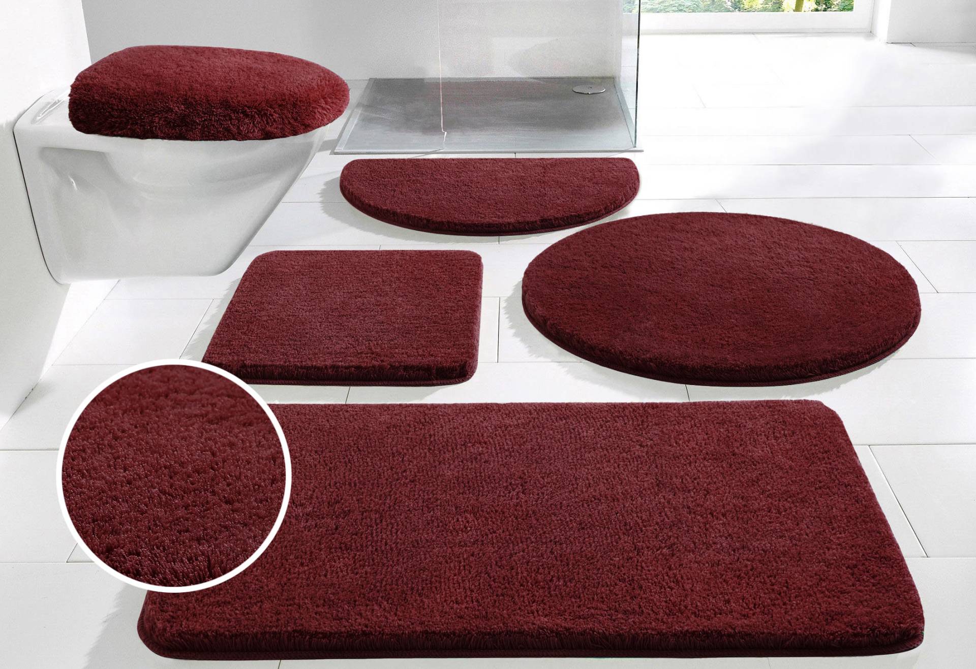 my home Badematte »Merida, Badvorleger, Badezimmer Teppich«, rutschhemmend beschichtet, fussbodenheizungsgeeignet-schnell trocknend-strapazierfähig, Badteppich, Uni Farben, rechteckig, rund & als 2-tlg. Set erhältlich my home Badematte »Merida, Badvorleger, Badezimmer Teppich«, rutschhemmend beschichtet, fussbodenheizungsgeeignet-schnell trocknend-strapazierfähig, Badteppich, Uni Farben, rechteckig, rund & als 2-tlg. Set erhältlich von My Home