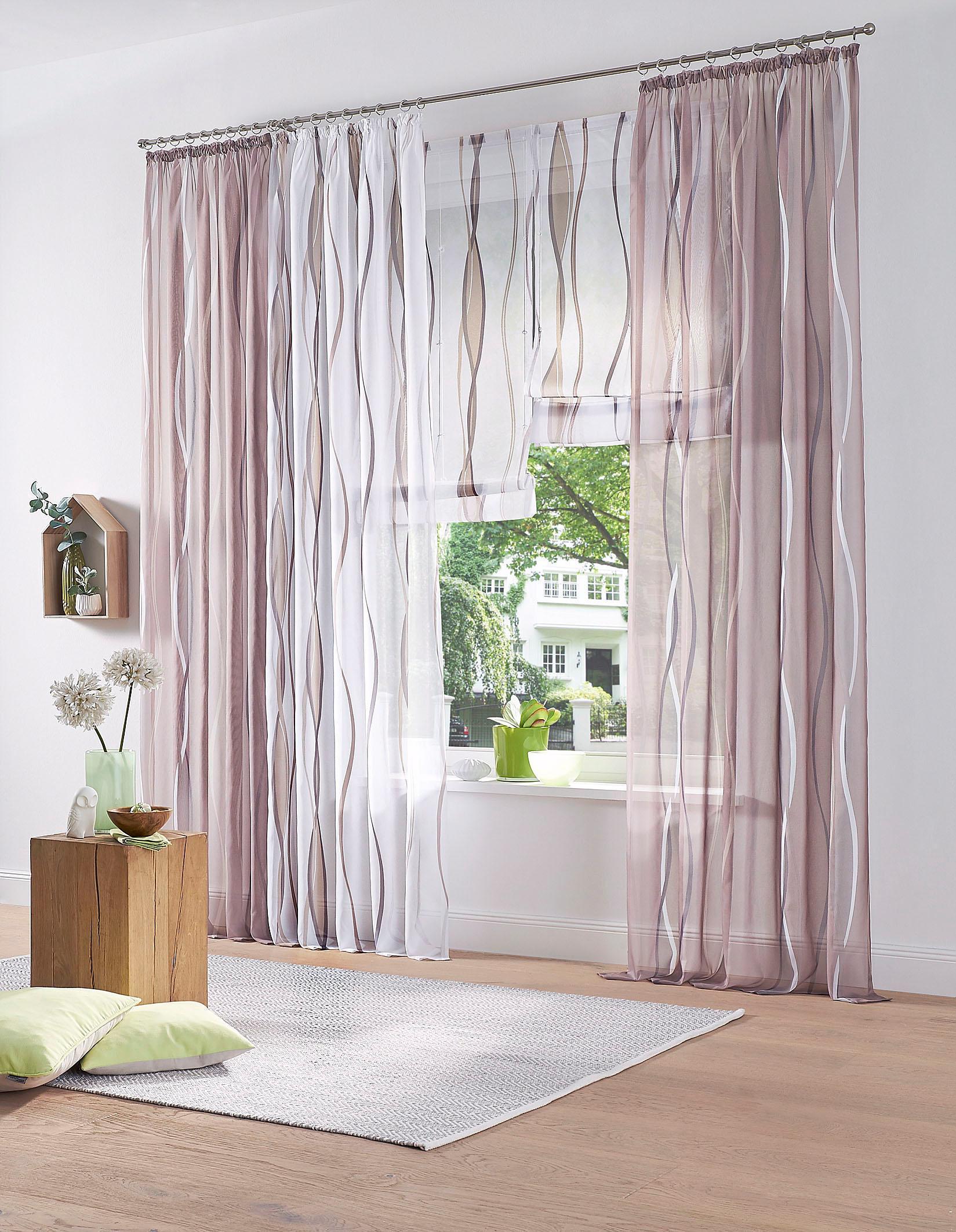 my home Gardine »Dimona«, (2 St.), 2er-Set, transparent, Voile, Polyester von My Home