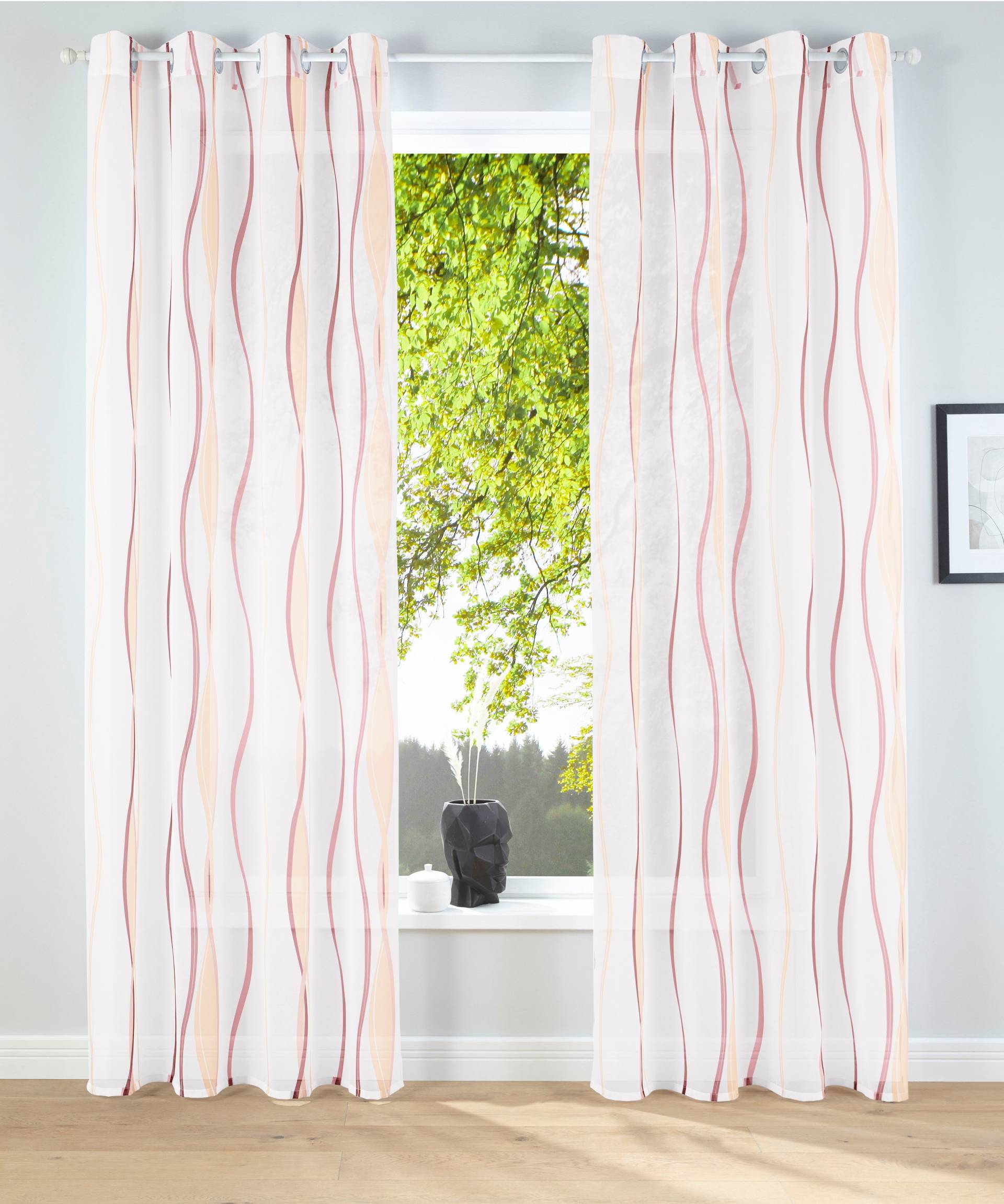 my home Gardine »Dimona«, (2 St.), 2-er Set, transparent, Voile, Polyester, Wellen von My Home