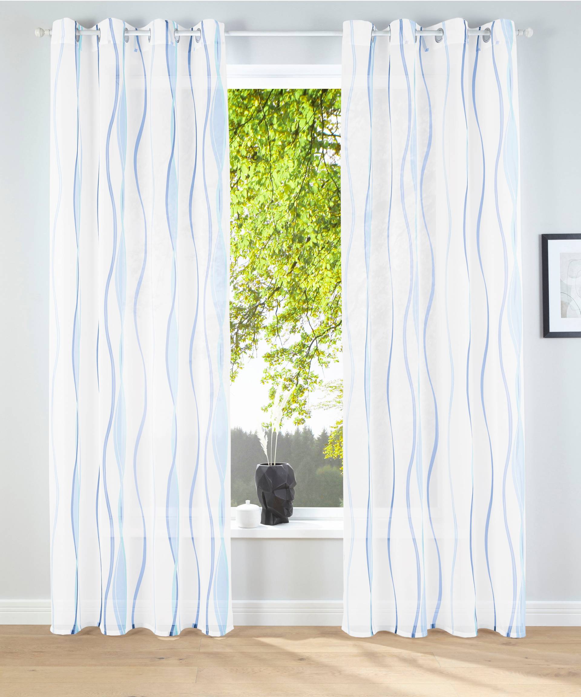 my home Gardine »Dimona«, (2 St.), 2-er Set, transparent, Voile, Polyester, Wellen von My Home