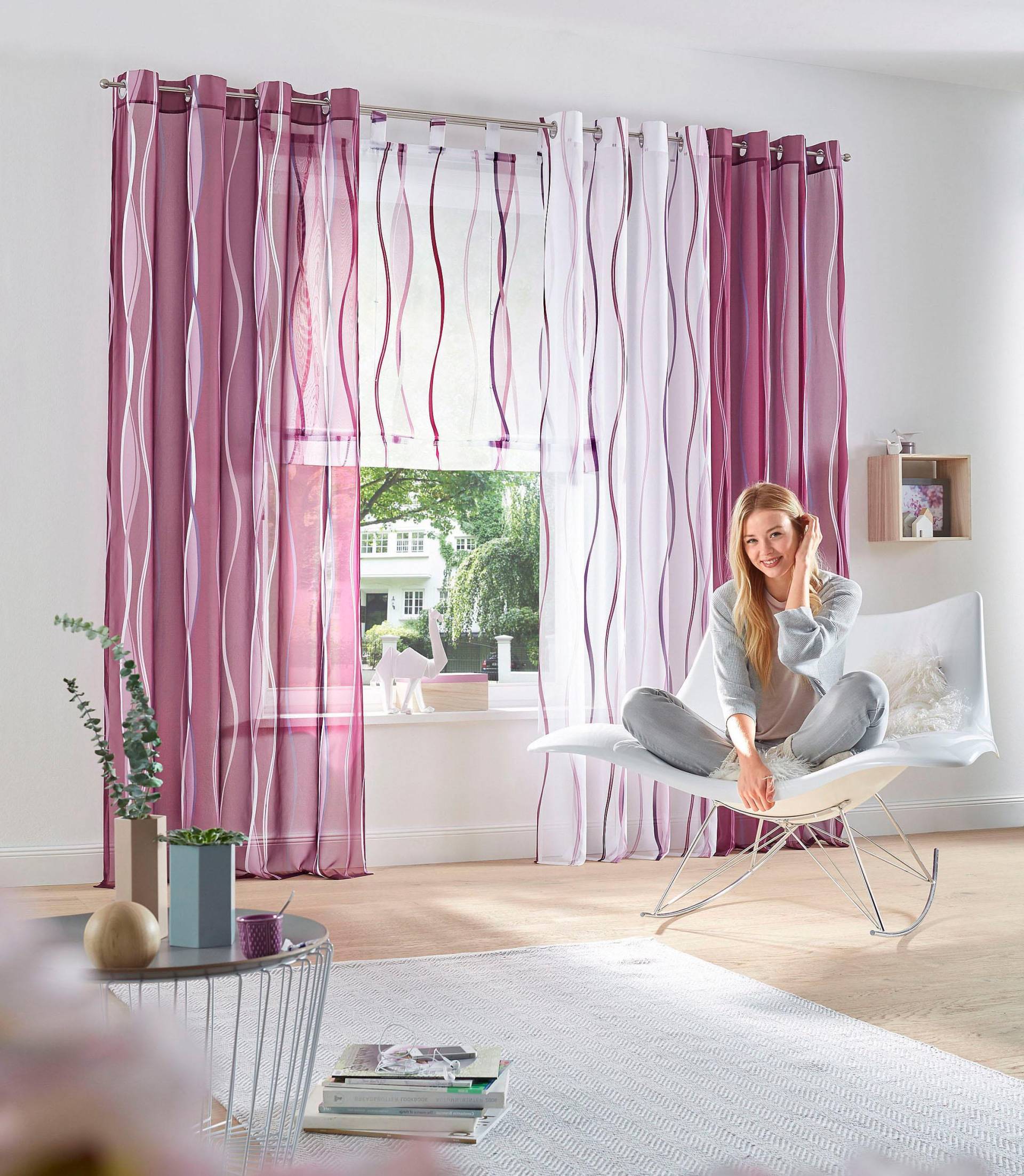 my home Gardine »Dimona«, (2 St.), 2er-Set, transparent, Voile, Polyester von My Home