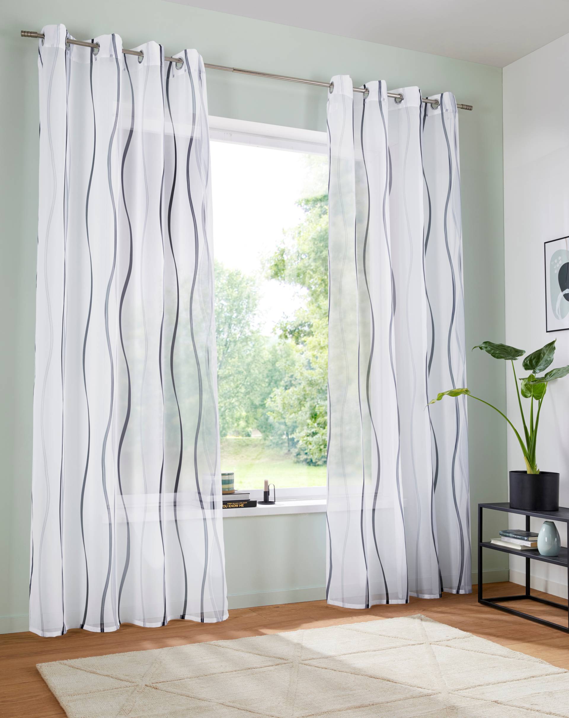 my home Gardine »Dimona«, (2 St.), 2-er Set, transparent, Voile, Polyester, Wellen von My Home