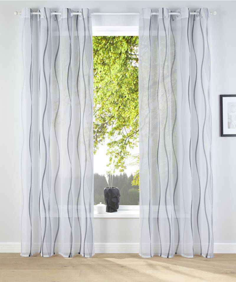 my home Gardine »Dimona«, (2 St.), 2-er Set, transparent, Voile, Polyester, Wellen von My Home