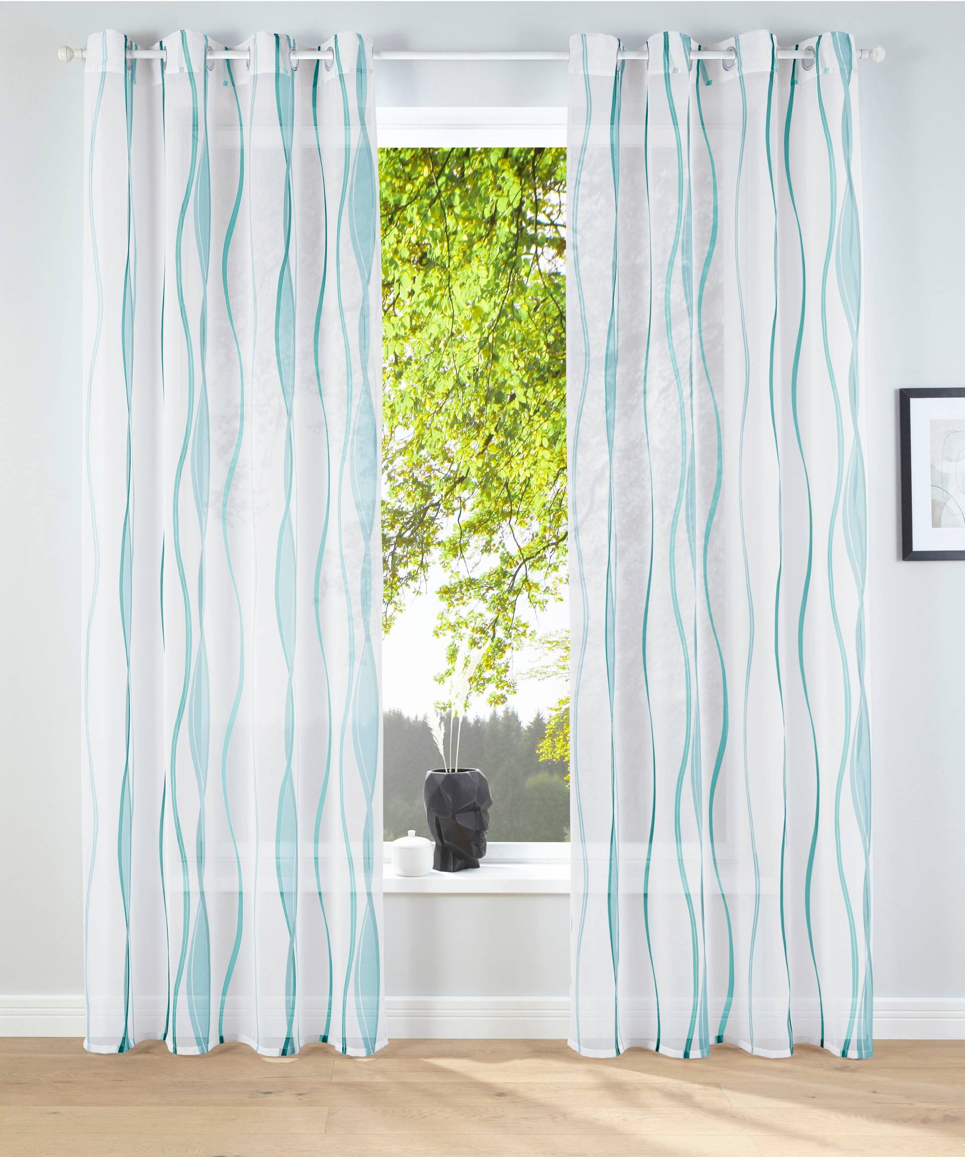 my home Gardine »Dimona«, (2 St.), 2-er Set, transparent, Voile, Polyester, Wellen von My Home