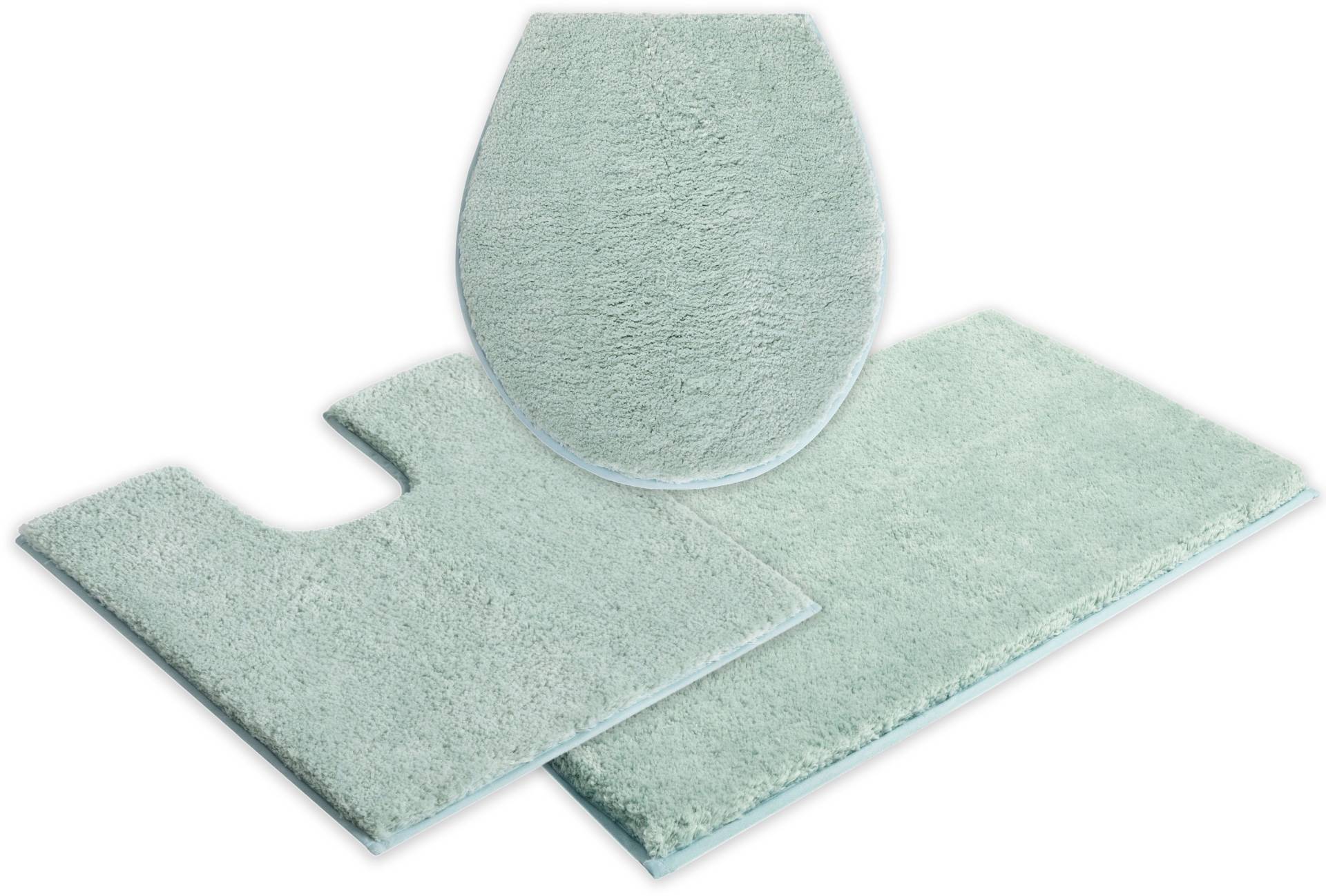 my home Badematte »Jos, Badvorleger, Badezimmer Teppich«, rutschhemmend beschichtet, fussbodenheizungsgeeignet-schnell trocknend, Badematten in Pastell-Farben, Badteppich als 3 teiliges Set erhältlich von My Home