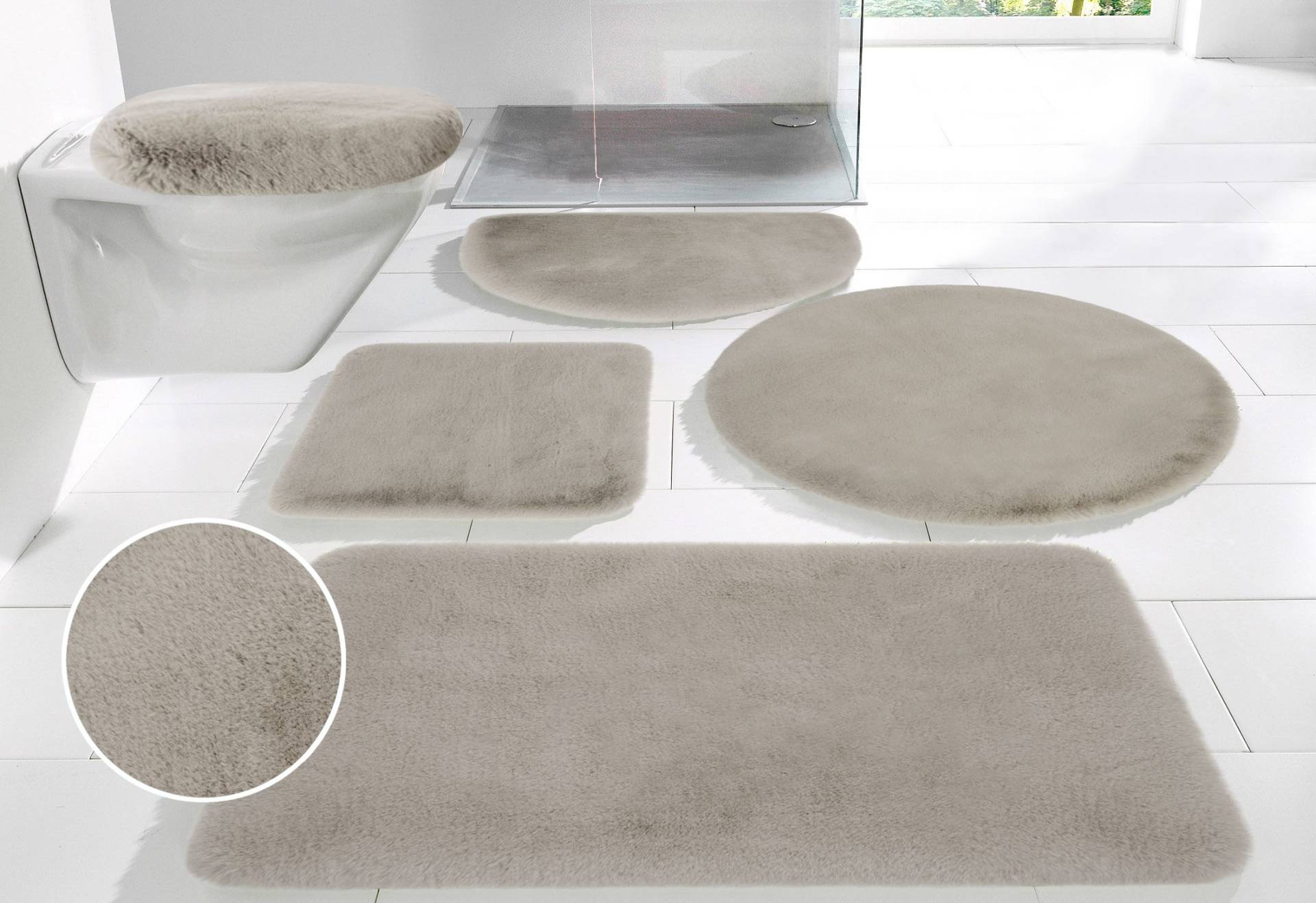 my home Badematte »Rabbit Badematten, Badvorleger, Badezimmer Teppich«, rutschhemmend beschichtet, strapazierfähig-fussbodenheizungsgeeignet-schnell trocknend, Kaninchenfell-Haptik, Badteppich, rechteckig, rund & als 3-tlg. Set my home Badematte »Rabbit Badematten, Badvorleger, Badezimmer Teppich«, rutschhemmend beschichtet, strapazierfähig-fussbodenheizungsgeeignet-schnell trocknend, Kaninchenfell-Haptik, Badteppich, rechteckig, rund & als 3-tlg. Set von My Home