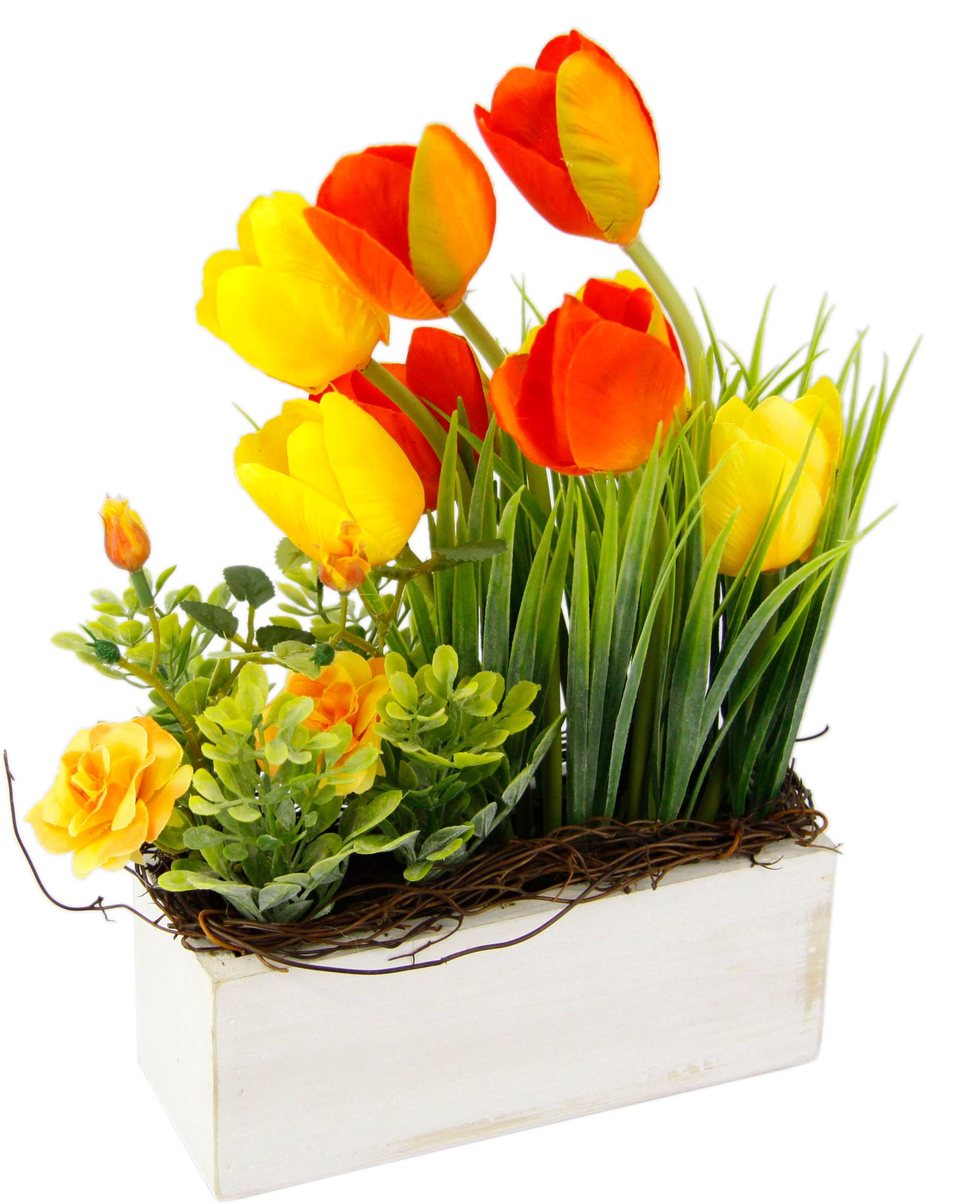 my home Gestecke »Tulpen Wildrosen und Gras«, Im Topf, aus Holz, Blumendeko von My Home