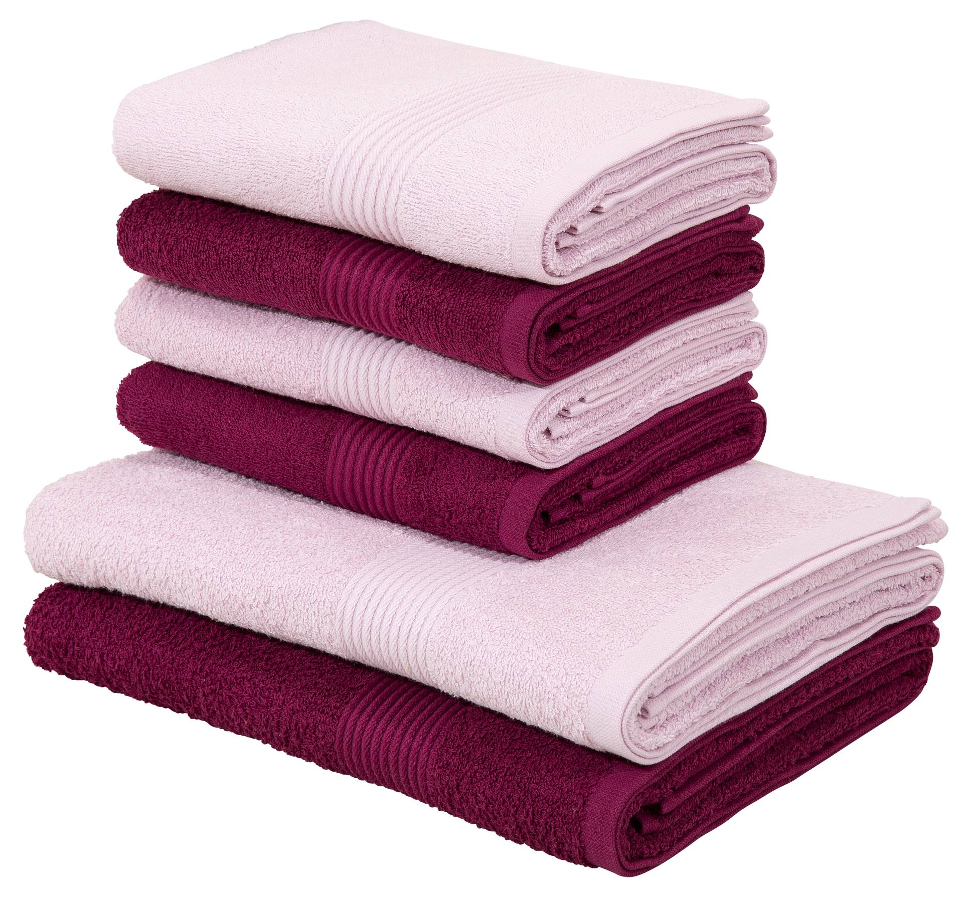 my home Handtuch Set »Anna, 2 Duschtücher 70x140, 4 Handtücher 50x100«, Set, 6 tlg., Walkfrottee, Handtuch-Set, gestreifte Bordüre, 100% Baumwolle, zweifarbig my home Handtuch Set »Anna, 2 Duschtücher 70x140, 4 Handtücher 50x100«, Set, 6 tlg., Walkfrottee, Handtuch-Set, gestreifte Bordüre, 100% Baumwolle, zweifarbig von My Home