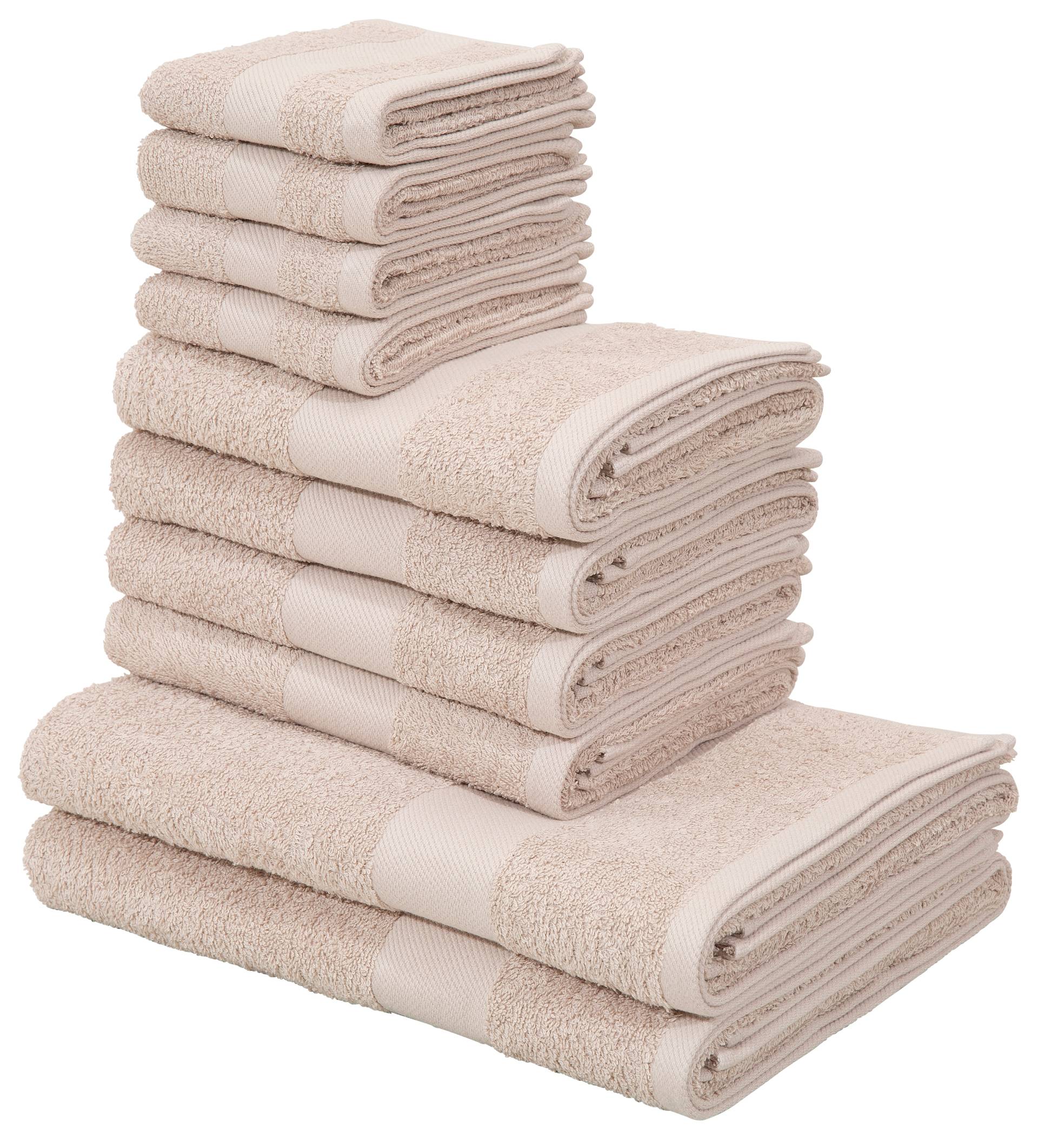 my home Handtuch Set »Melli, 2 Duschtücher 70x140, 4 Handtücher 50x100, 4 Gästetücher 30x50«, Set, 10 tlg., Walkfrottee, Handtuchset in dezenten Farben mit Bordüre, 100% Baumwoll-Handtücher my home Handtuch Set »Melli, 2 Duschtücher 70x140, 4 Handtücher 50x100, 4 Gästetücher 30x50«, Set, 10 tlg., Walkfrottee, Handtuchset in dezenten Farben mit Bordüre, 100% Baumwoll-Handtücher von My Home