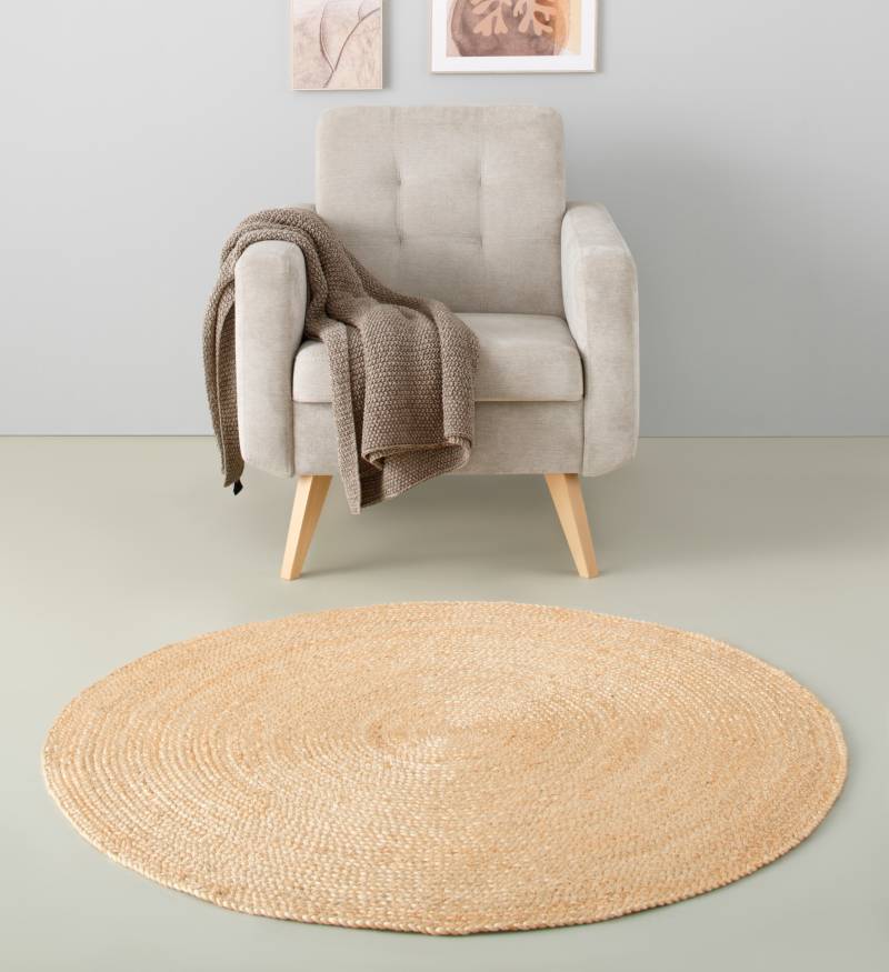 my home Teppich »Naturala, Jute-Teppich, handgefertigt«, rund, Naturprodukt, Jute, Boho, Wendeteppich, Wohnzimmer, Esszimmer von My Home