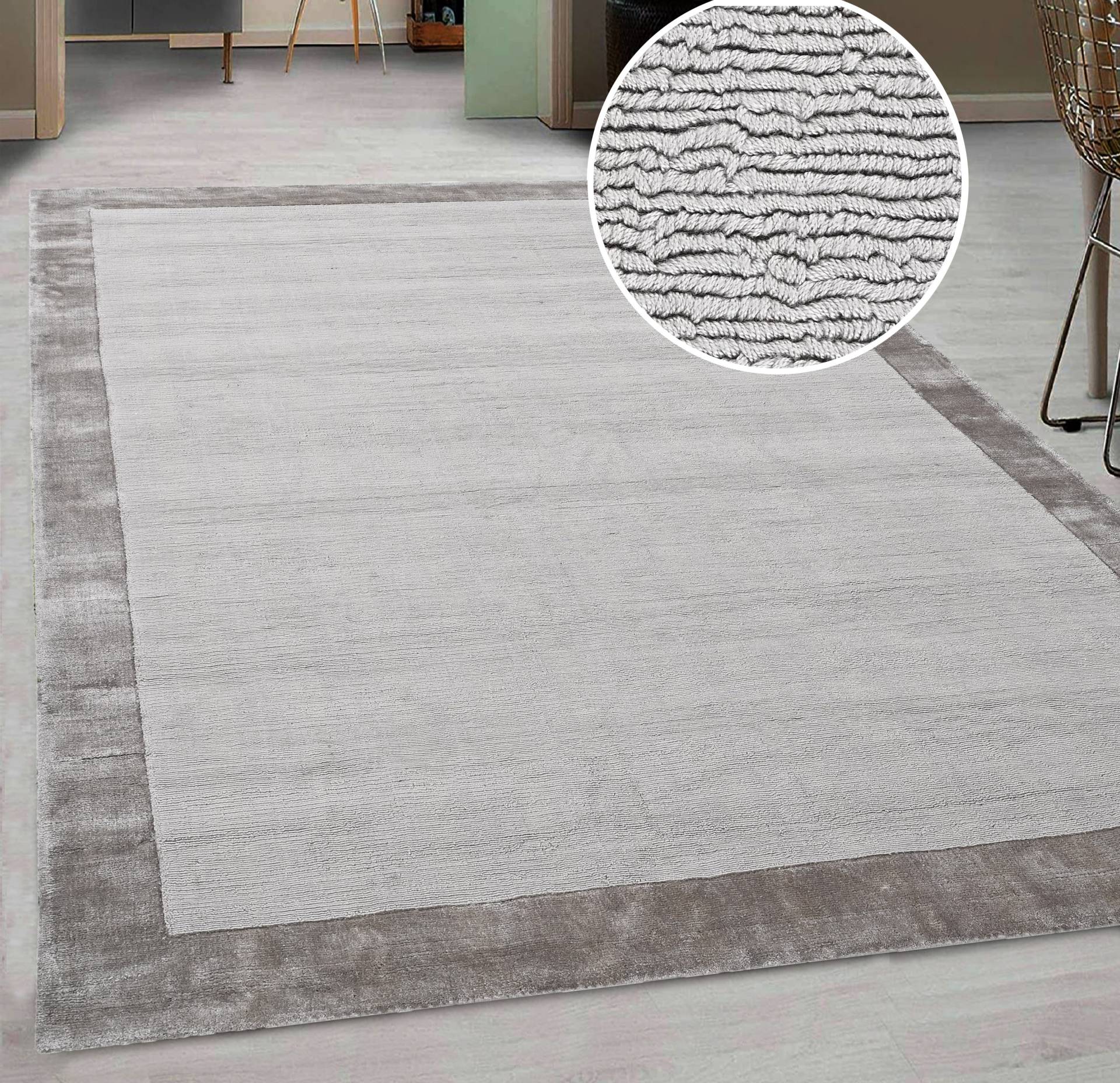 my home Teppich »Shirley Light, handgewebter Viskose-Teppich, mit dezenter Bordüre«, rechteckig, 12 mm Höhe, besondere Glanz durch Viskose, Wohnzimmer, Schlafzimmer, Esszimmer my home Teppich »Shirley Light, handgewebter Viskose-Teppich, mit dezenter Bordüre«, rechteckig, 12 mm Höhe, besondere Glanz durch Viskose, Wohnzimmer, Schlafzimmer, Esszimmer von My Home