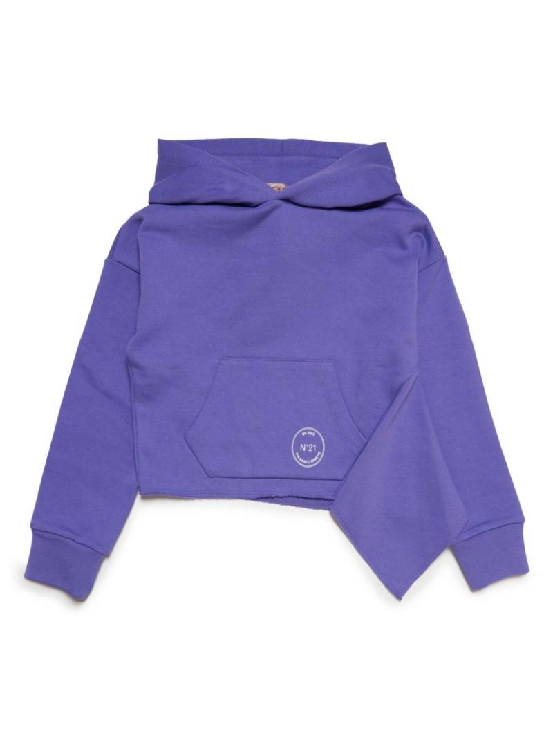 Nº21 Kids draped-detailing cotton hoodie - Purple von Nº21 Kids