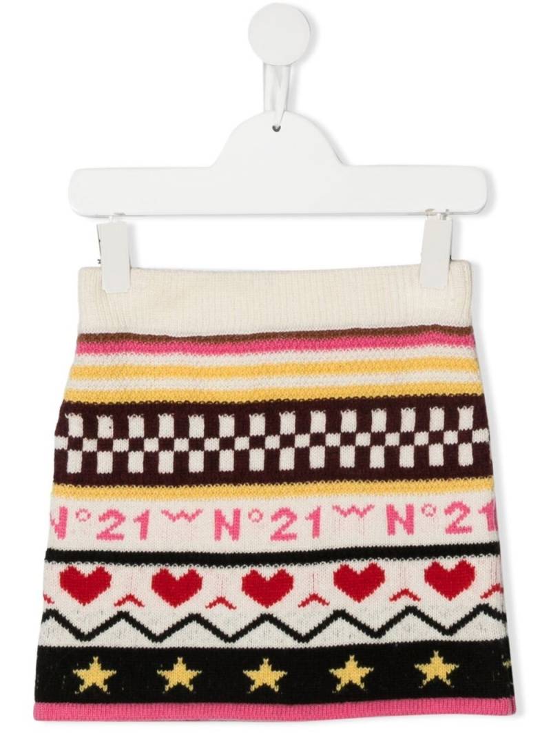 Nº21 Kids intarsia-knit skirt - Neutrals von Nº21 Kids