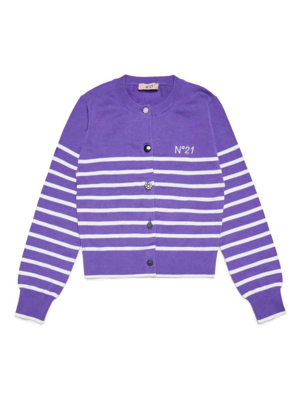 Nº21 Kids logo-embroidered striped cardigan - Purple von Nº21 Kids