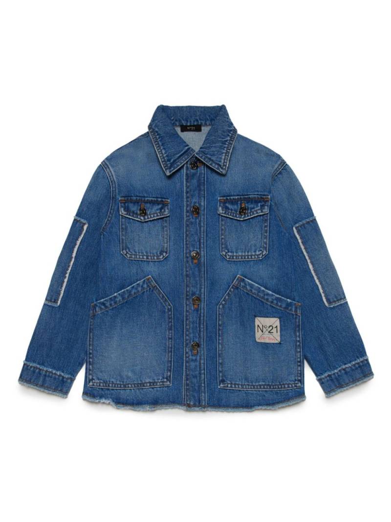 Nº21 Kids logo-patch denim jacket - Blue von Nº21 Kids