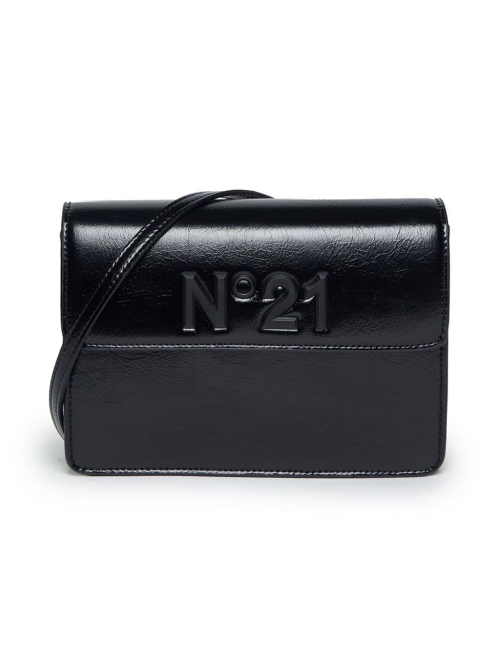 Nº21 Kids logo-plaque faux-leather shoulder bag - Black von Nº21 Kids