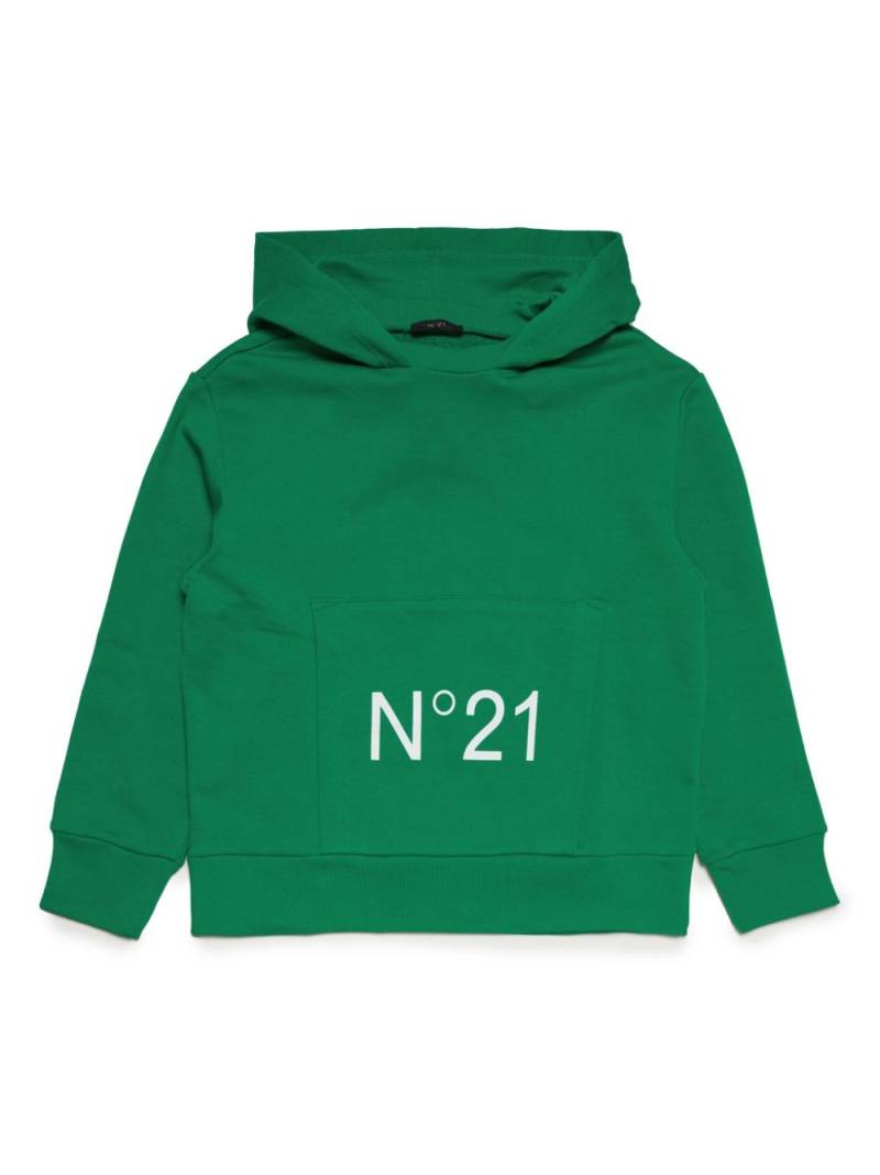 Nº21 Kids logo-print cotton hoodie - Green von Nº21 Kids