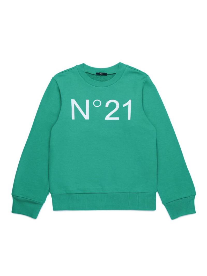 Nº21 Kids logo-print cotton sweatshirt - Green von Nº21 Kids