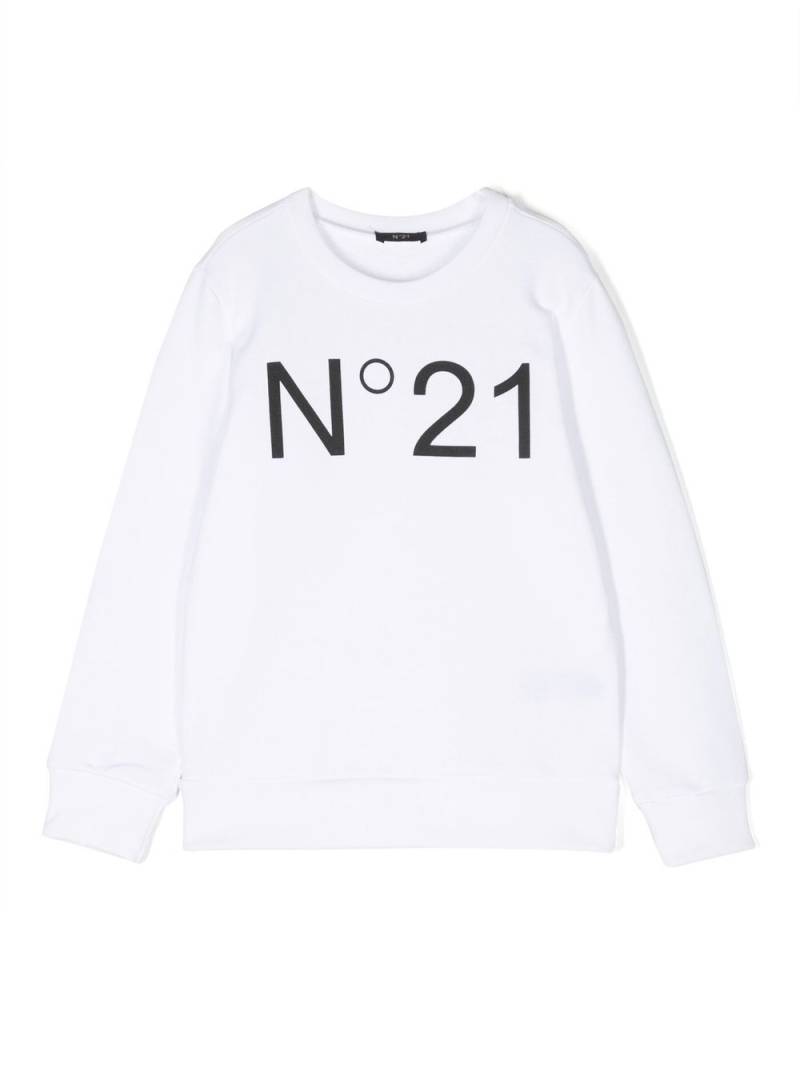 Nº21 Kids logo-print crew-neck sweatshirt - White von Nº21 Kids