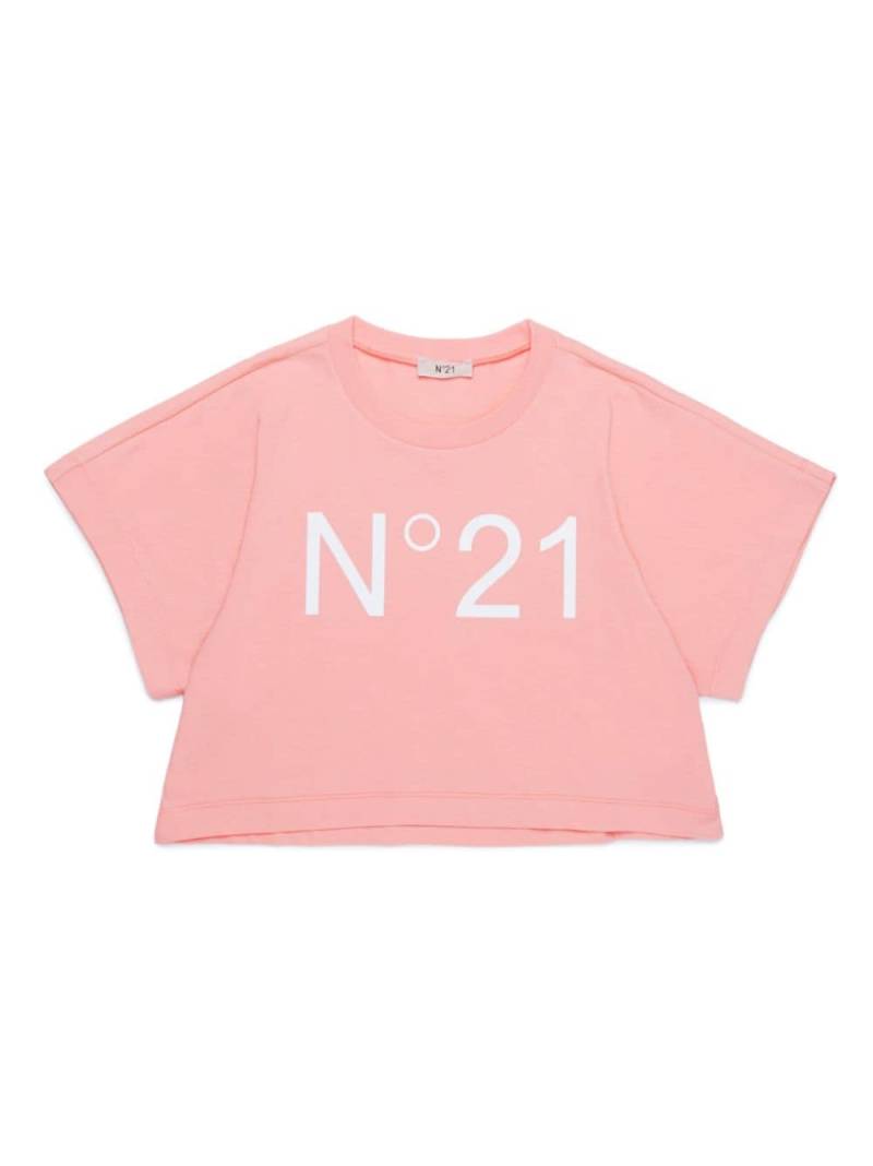 Nº21 Kids logo-print cropped T-shirt - Pink von Nº21 Kids