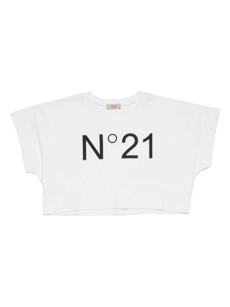 Nº21 Kids logo-print cropped T-shirt - White von Nº21 Kids