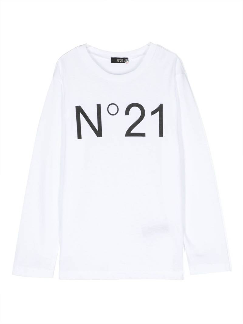 Nº21 Kids logo print long-sleeve T-shirt - White von Nº21 Kids