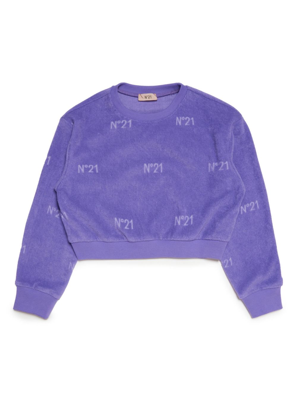 Nº21 Kids logo-print terry-cloth sweatshirt - Purple von Nº21 Kids