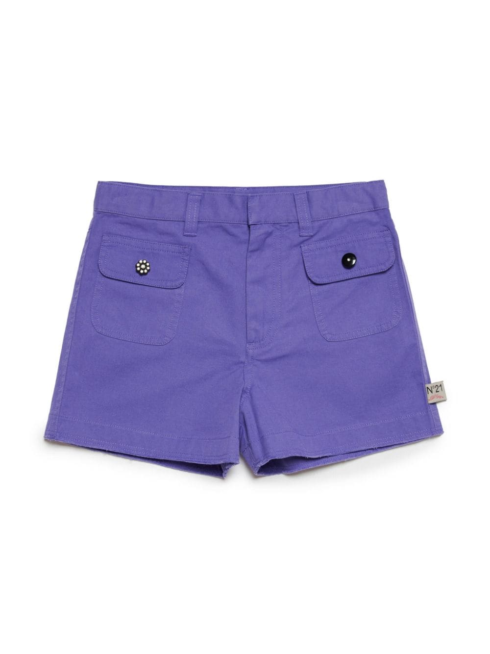Nº21 Kids logo-tag cotton shorts - Purple von Nº21 Kids
