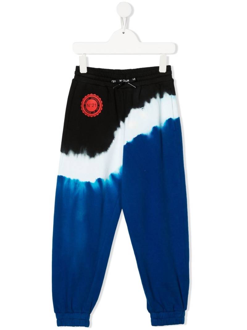 Nº21 Kids tie-dye print logo track pants - Black von Nº21 Kids