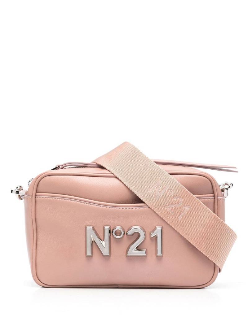 Nº21 logo-plaque leather crossbody bag - Pink von Nº21