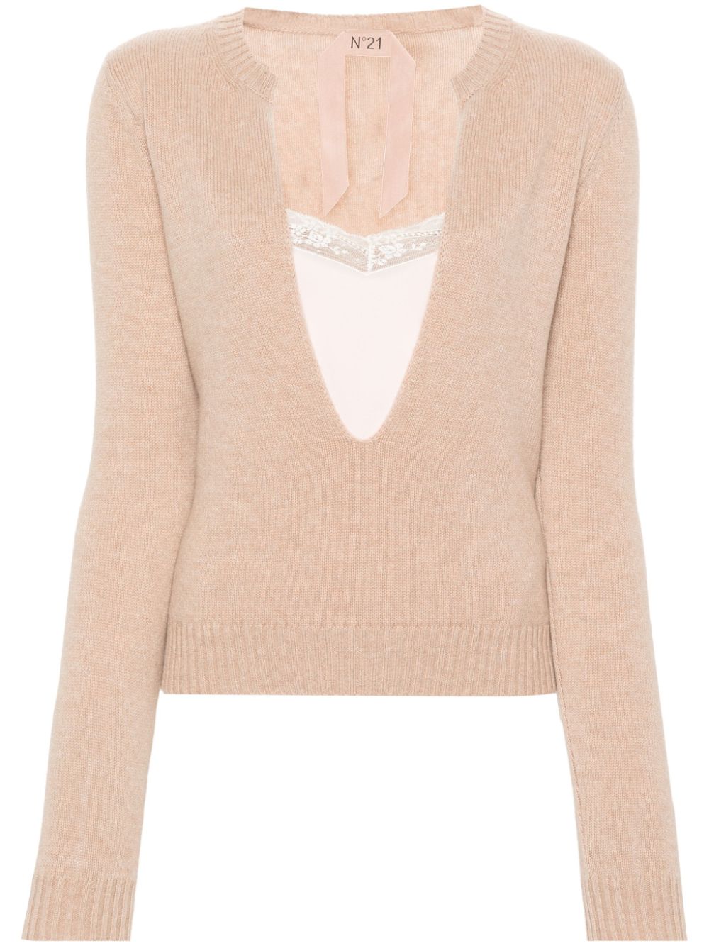 Nº21 U-neck layered jumper - Neutrals von Nº21