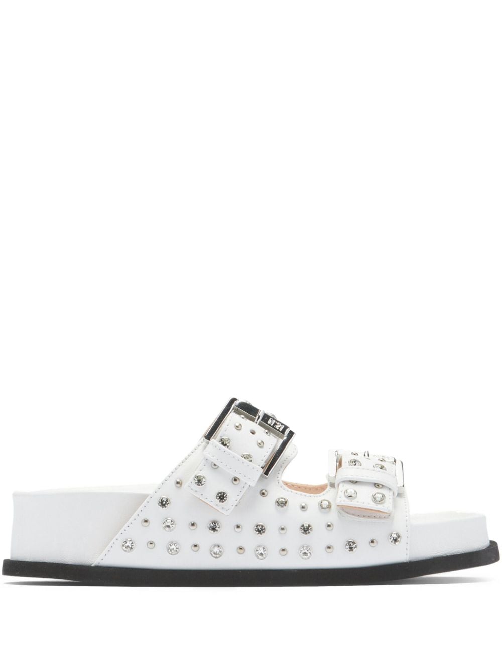 Nº21 crystal-embellished double-strap slides - White von Nº21