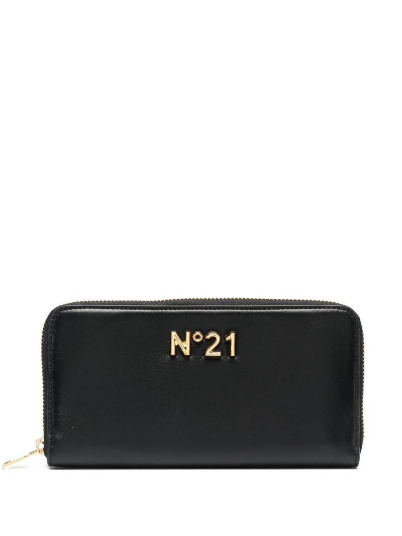 Nº21 logo plaque zip wallet - Black von Nº21