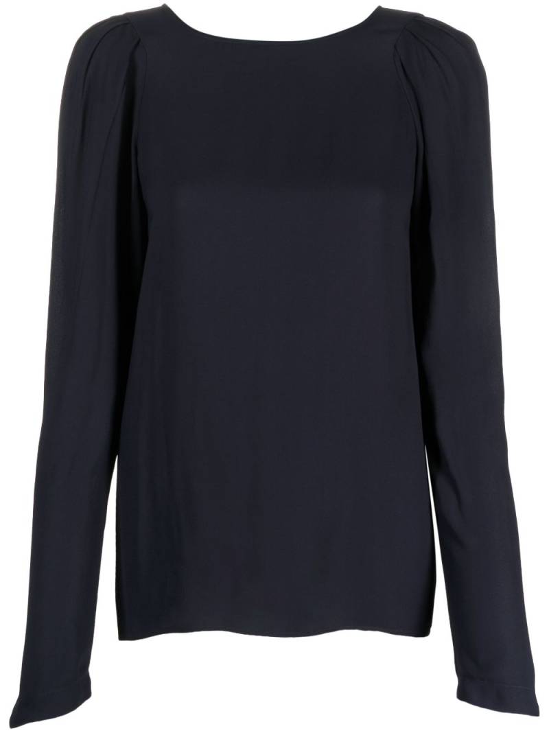 Nº21 pleat-detail V-back blouse - Blue von Nº21