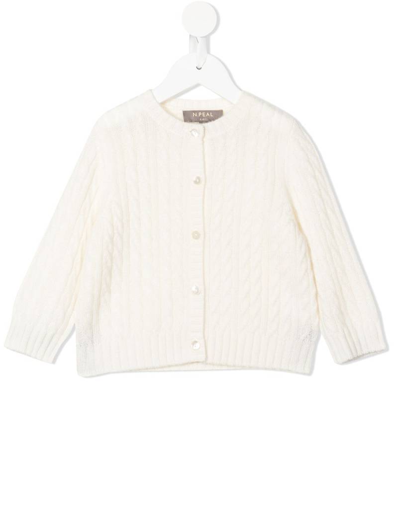 N.PEAL KIDS cable-knit cardigan - White von N.PEAL KIDS