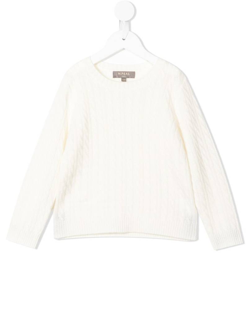 N.PEAL KIDS knitted organic cashmere jumper - White von N.PEAL KIDS