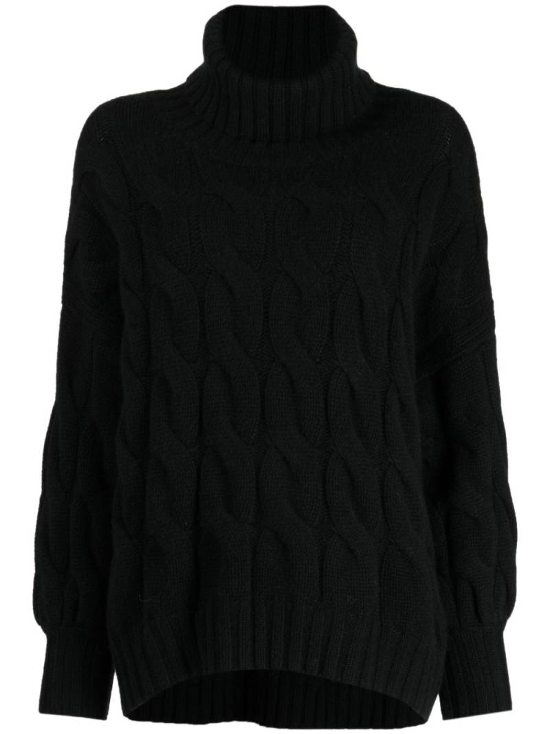 N.Peal Chunky Cable roll-neck jumper - Black von N.Peal