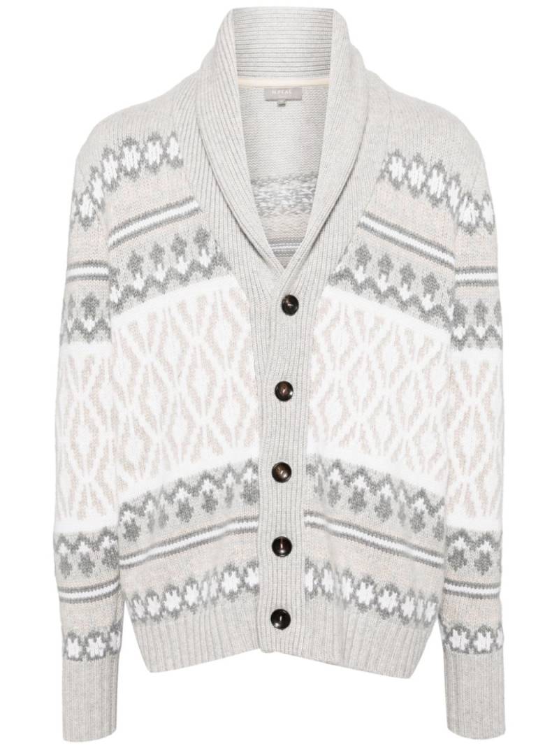 N.Peal Jacquard Shawl cashmere cardigan - Grey von N.Peal