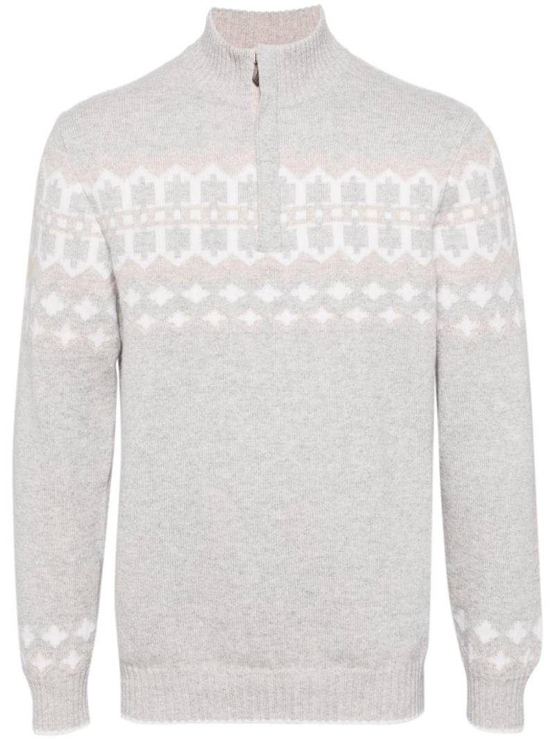 N.Peal Jacquard cashmere jumper - Grey von N.Peal