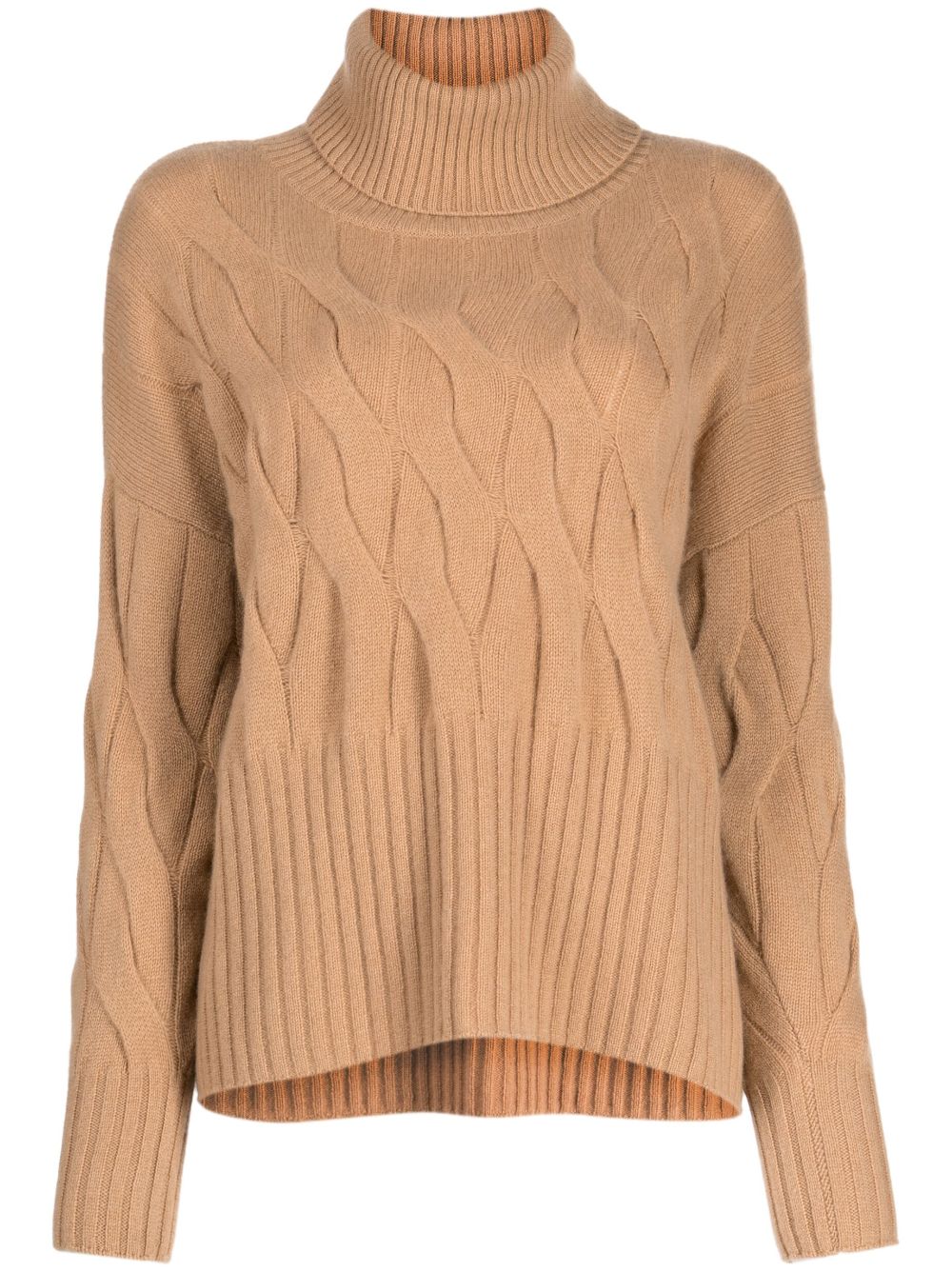 N.Peal Relaxed Cable roll-neck jumper - Brown von N.Peal
