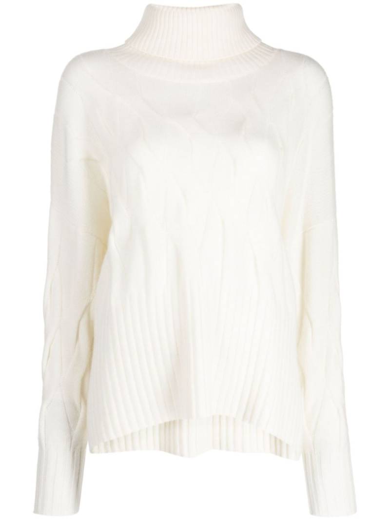 N.Peal Relaxed Cable roll-neck jumper - White von N.Peal