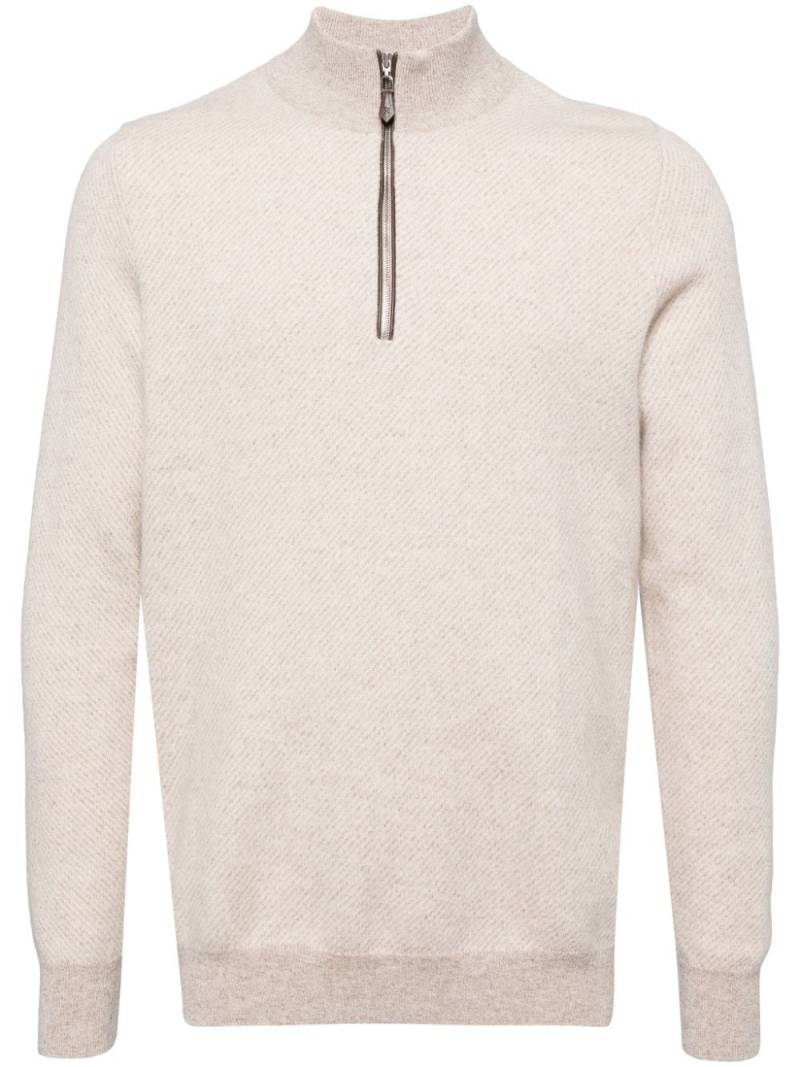 N.Peal Temple Jacquard Half Zip sweatshirt - Neutrals von N.Peal