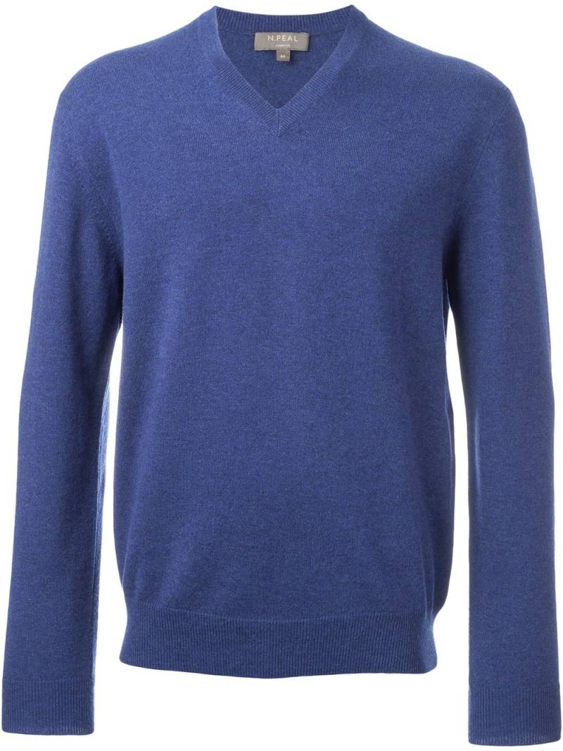 N.Peal 'The Burlington' V neck jumper - Blue von N.Peal