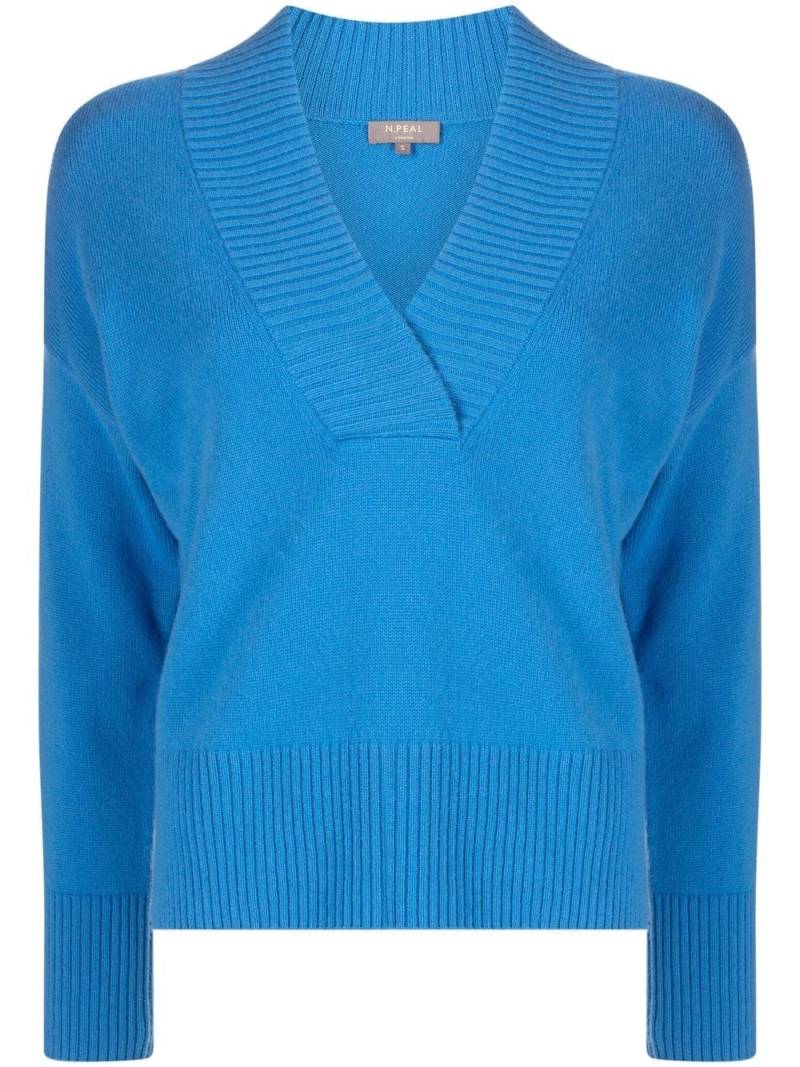 N.Peal V-neck organic cashmere jumper - Blue von N.Peal