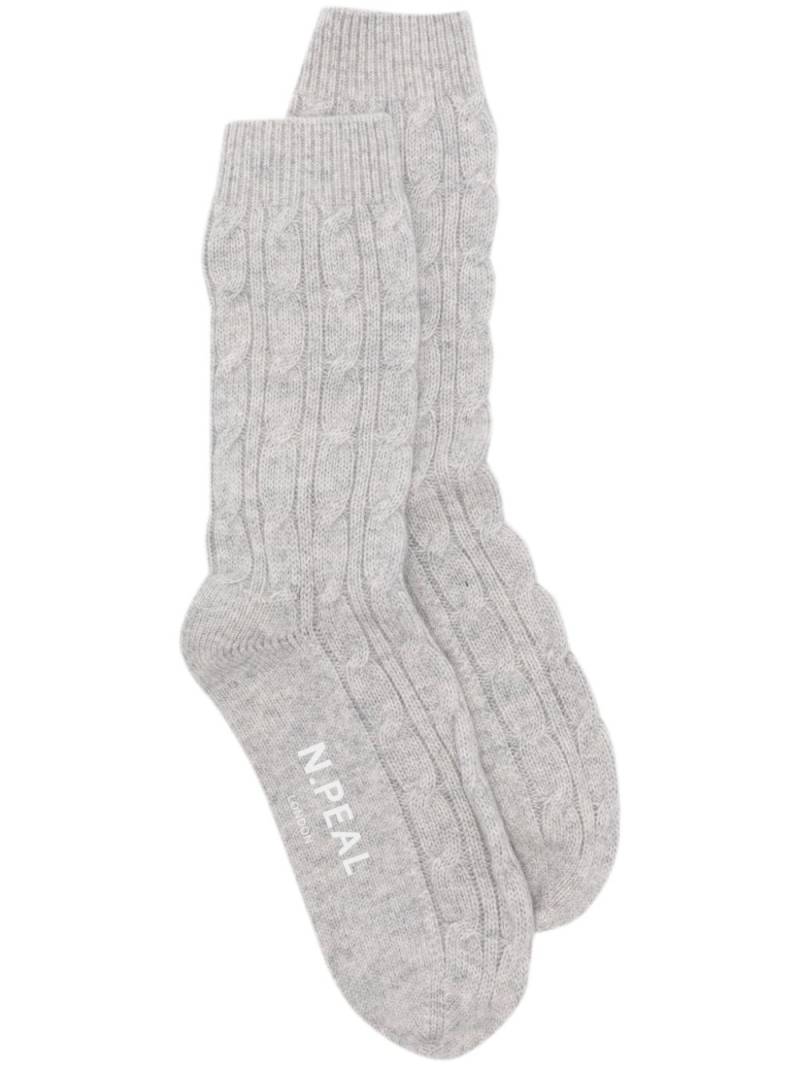 N.Peal cable-knit cashmere socks - Grey von N.Peal