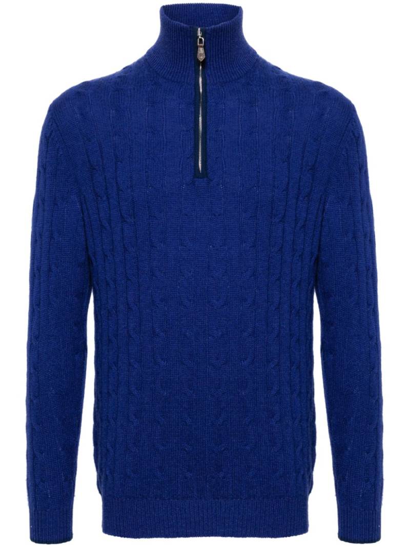 N.Peal cable-knit half-zip jumper - Blue von N.Peal